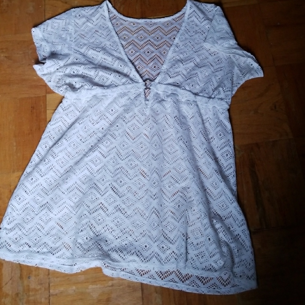 White Lacey Beach Cover Up, free size
